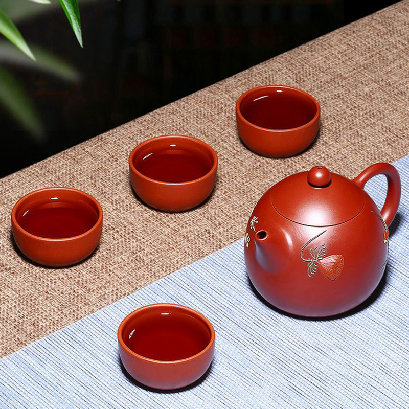 【經典器型 • 別出心裁】正宗宜興原礦大紅袍紫砂壺☞吳敏純手工匠心製作詠春龍蛋一壺四杯 【經典器型 • 別出心裁】正宗宜興原礦大紅袍紫砂壺☞吳敏純手工匠心製作詠春龍蛋一壺四杯